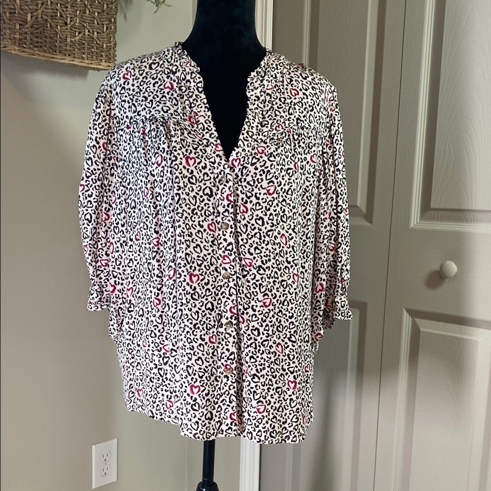 Leopard Print Blouse with Pink Accents